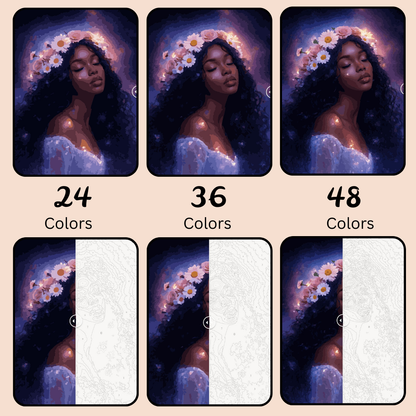 Foral Crown Goddess: Paint-by-Number Collection (24/36/48 colors | No Frame)