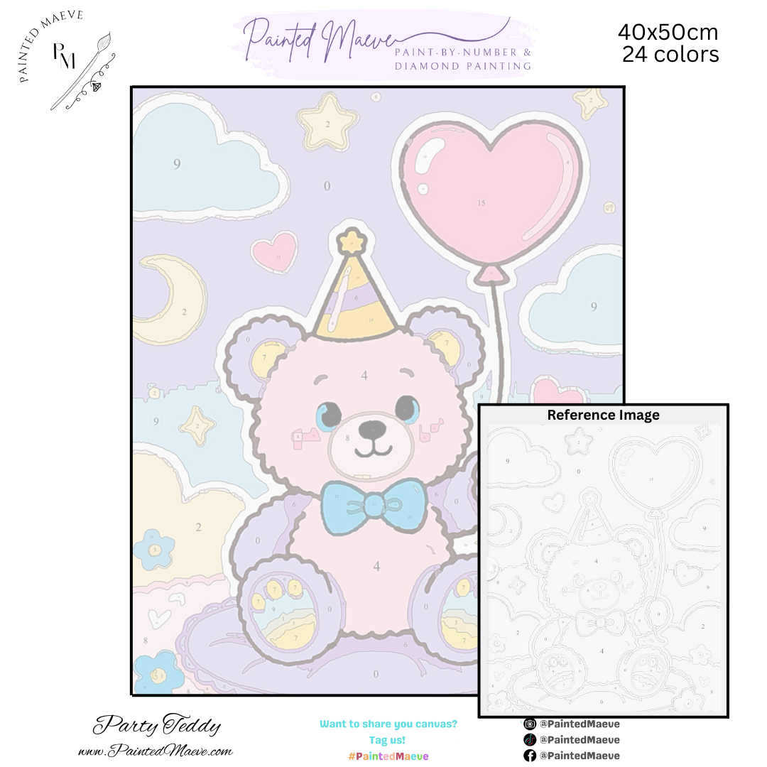 Party Teddy: Paint-by-Number Collection (24/36/48 colors | No Frame)