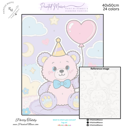 Party Teddy: Paint-by-Number Collection (24/36/48 colors | No Frame)