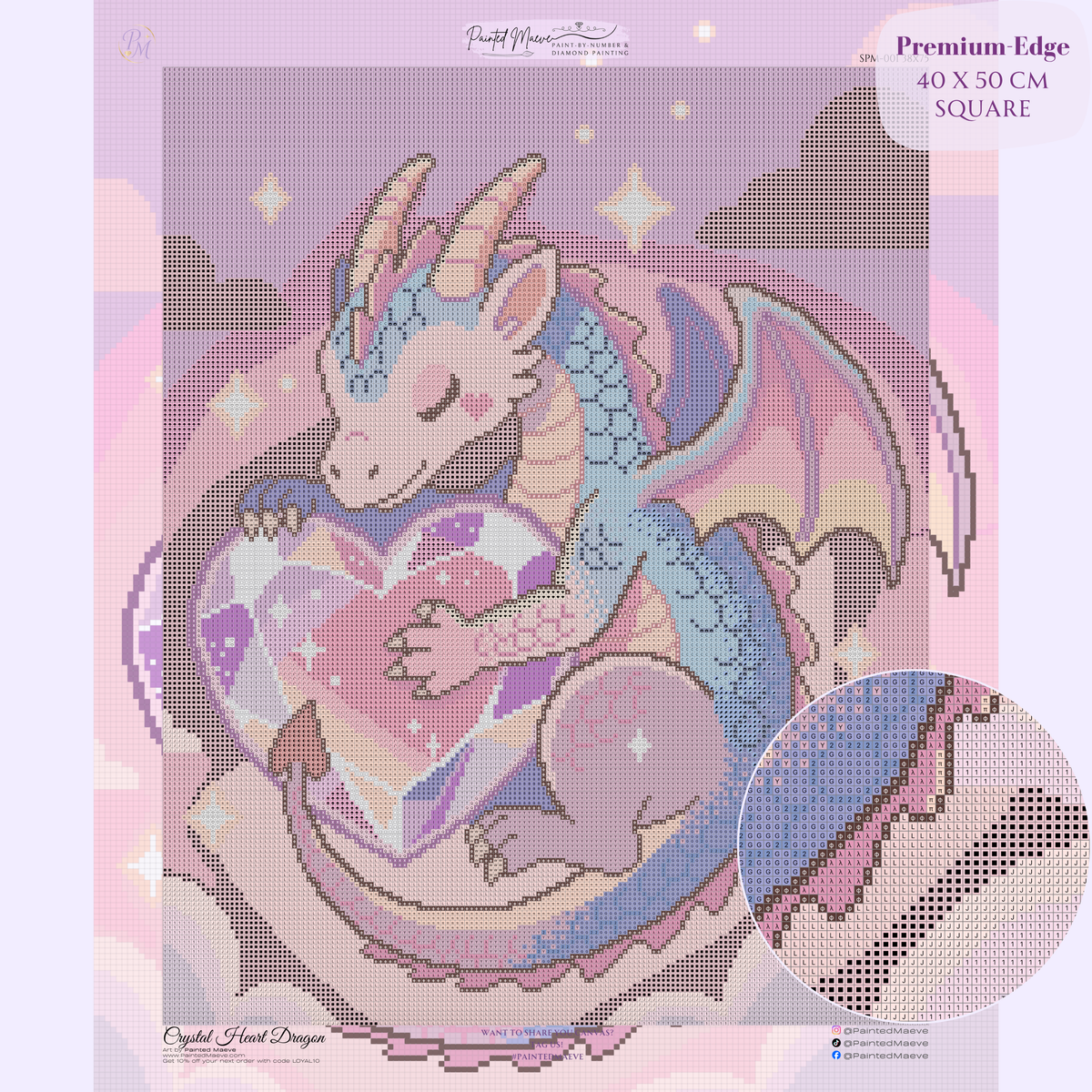 Crystal Heart Dragon Hand-Rendered Diamond Painting