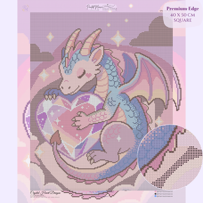 Crystal Heart Dragon Hand-Rendered Diamond Painting