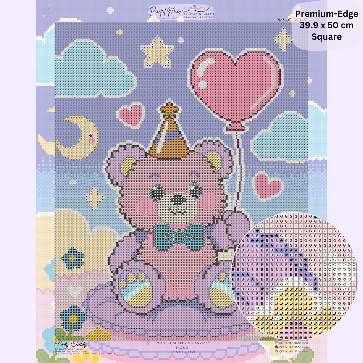 Party Teddy Hand-Rendered Diamond Painting