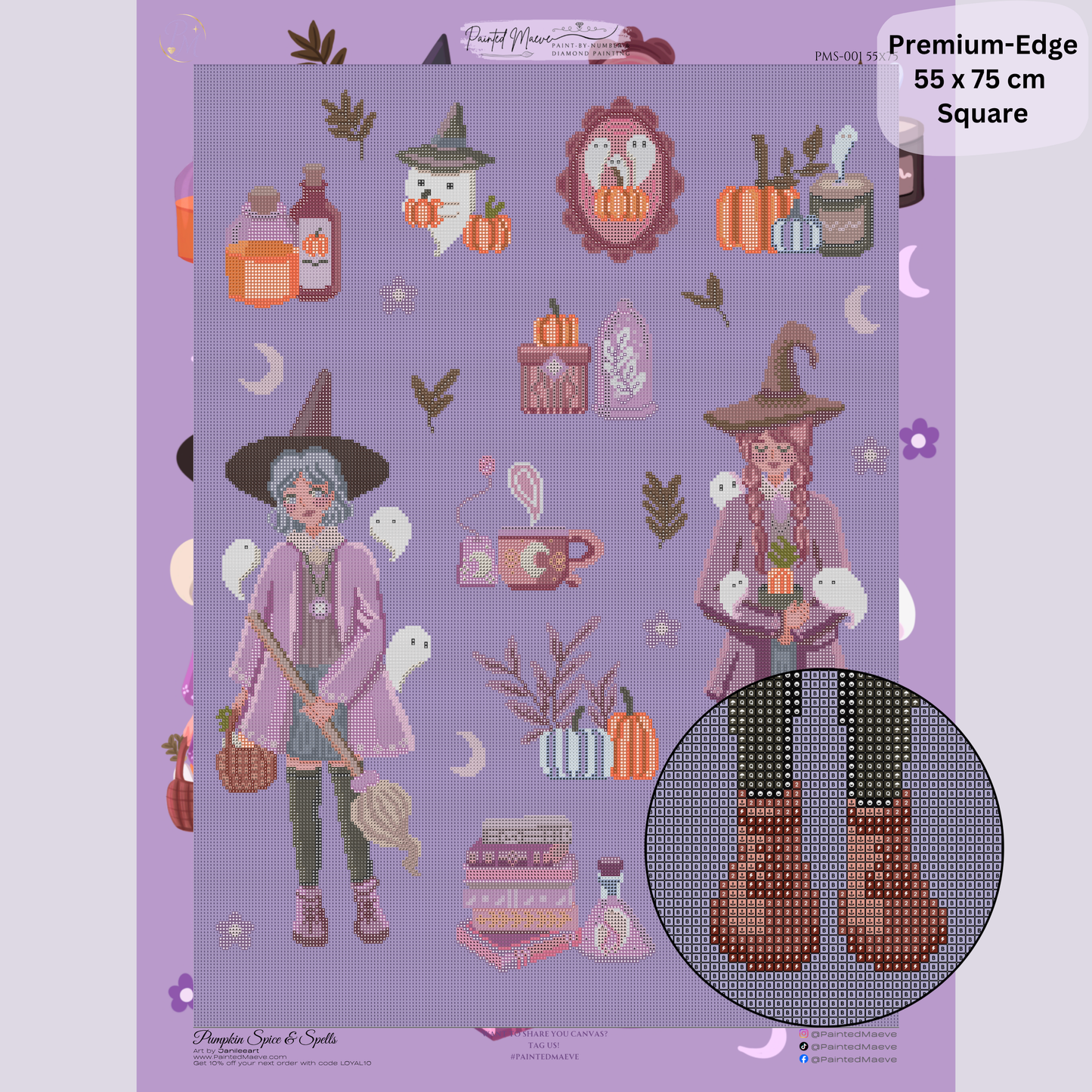 Pumpkin Spice & Spells: Hand-Rendered Diamond Painting