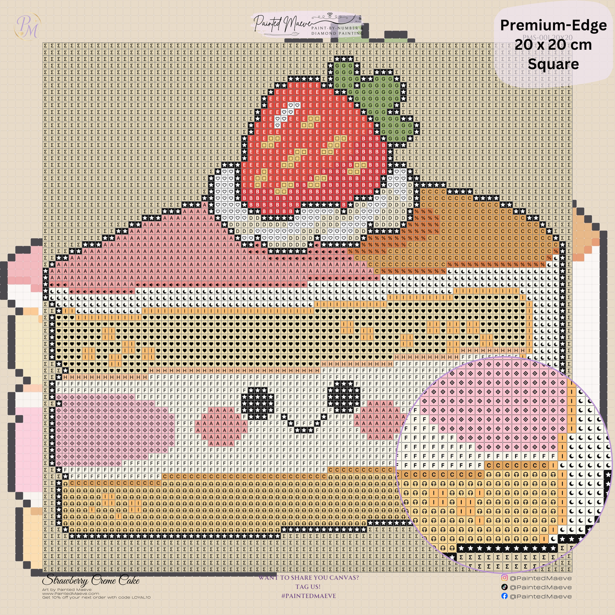 Strawberry Créme Cake Hand-Rendered Diamond Painting