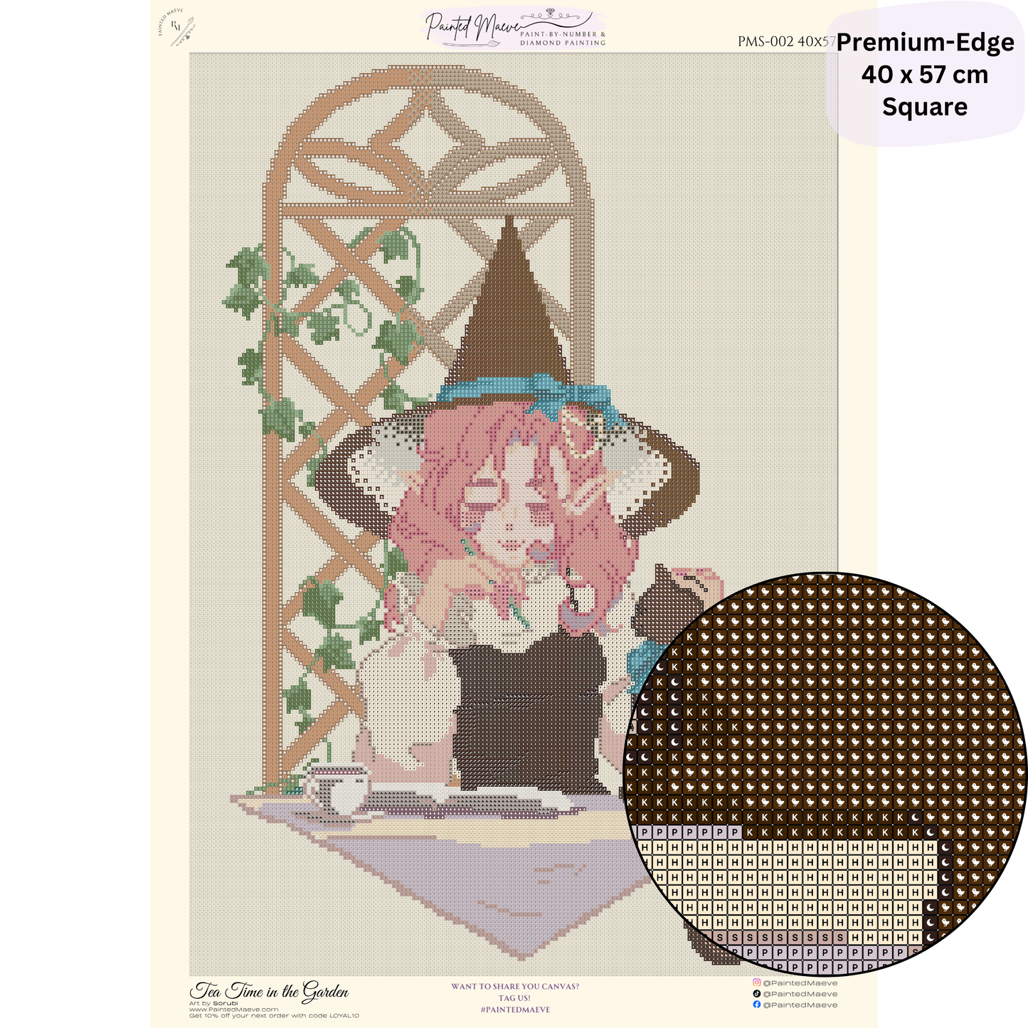 Tea Time in the Garden: Hand-Rendered Diamond Painting