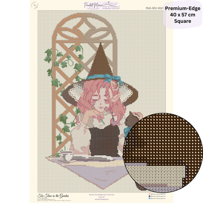 Tea Time in the Garden: Hand-Rendered Diamond Painting