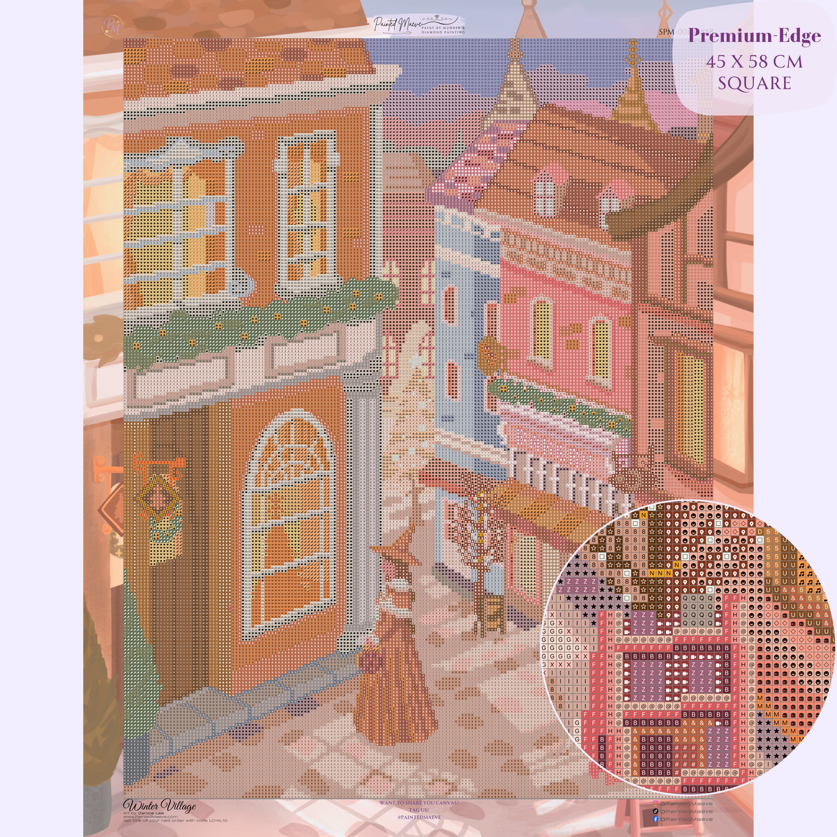 Winter Village Hand-Rendered Diamond Painting