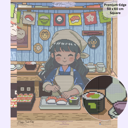 Happy Sushi Chef Hand-Rendered Diamond Painting