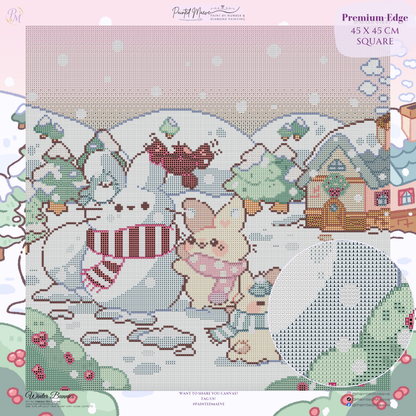 Winter Bunnies Hand-Rendered Diamond Painting