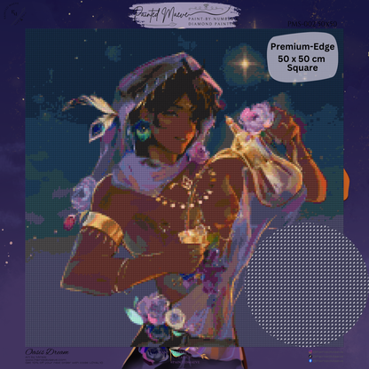 Oasis Dream: Hybrid-Rendered Diamond Painting