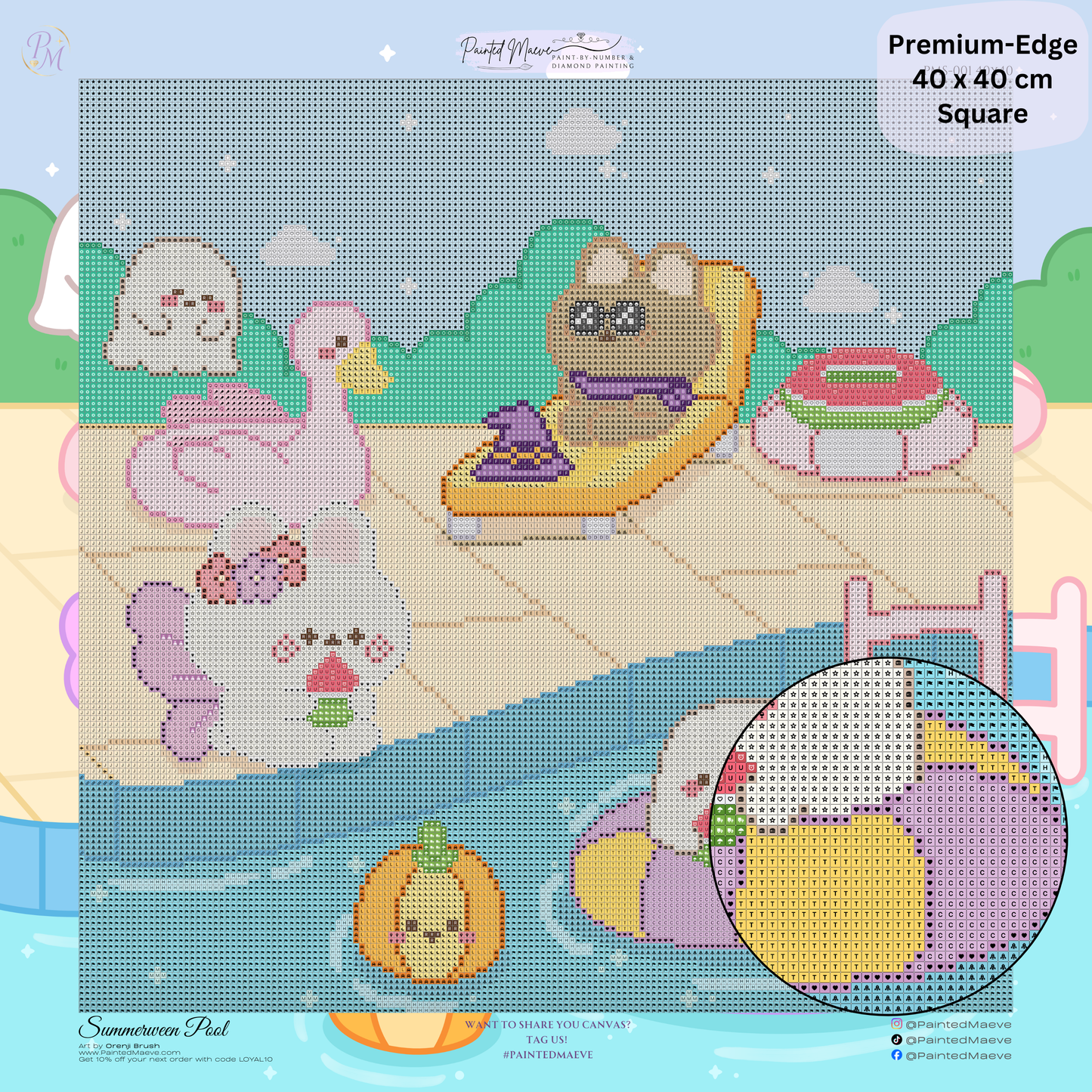 Summerween Pool: Hand-Rendered Diamond Painting