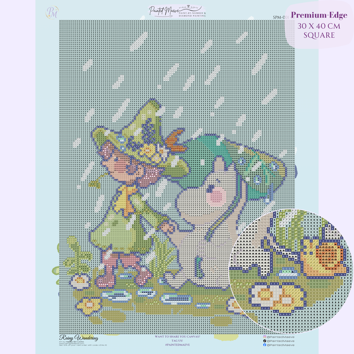 Rainy Wandering Hand-Rendered Diamond Painting