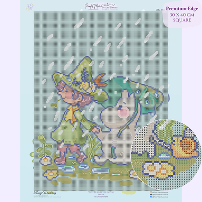 Rainy Wandering Hand-Rendered Diamond Painting