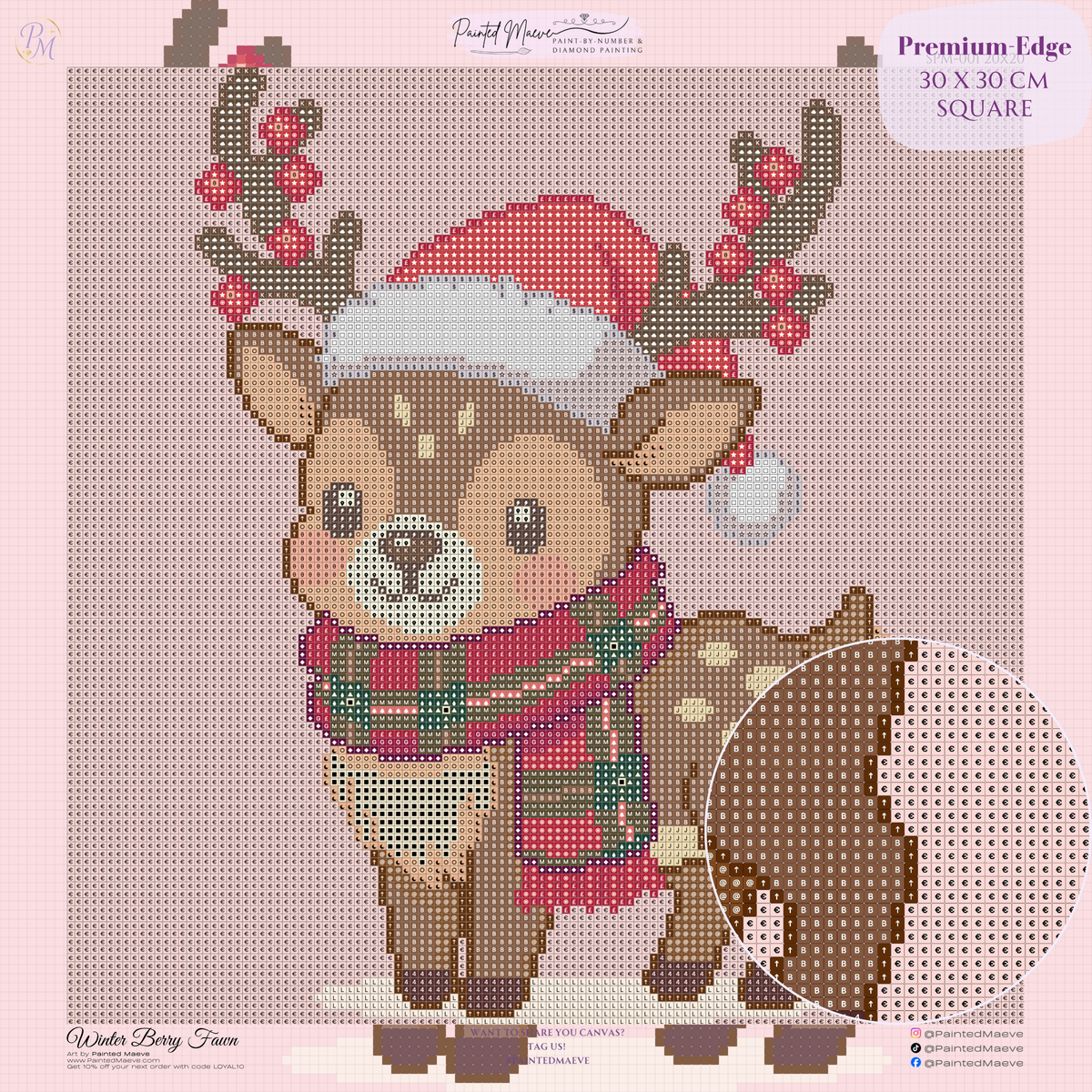 Winter Berry Fawn Hand-Rendered Diamond Painting