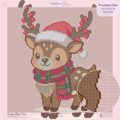 Winter Berry Fawn Hand-Rendered Diamond Painting