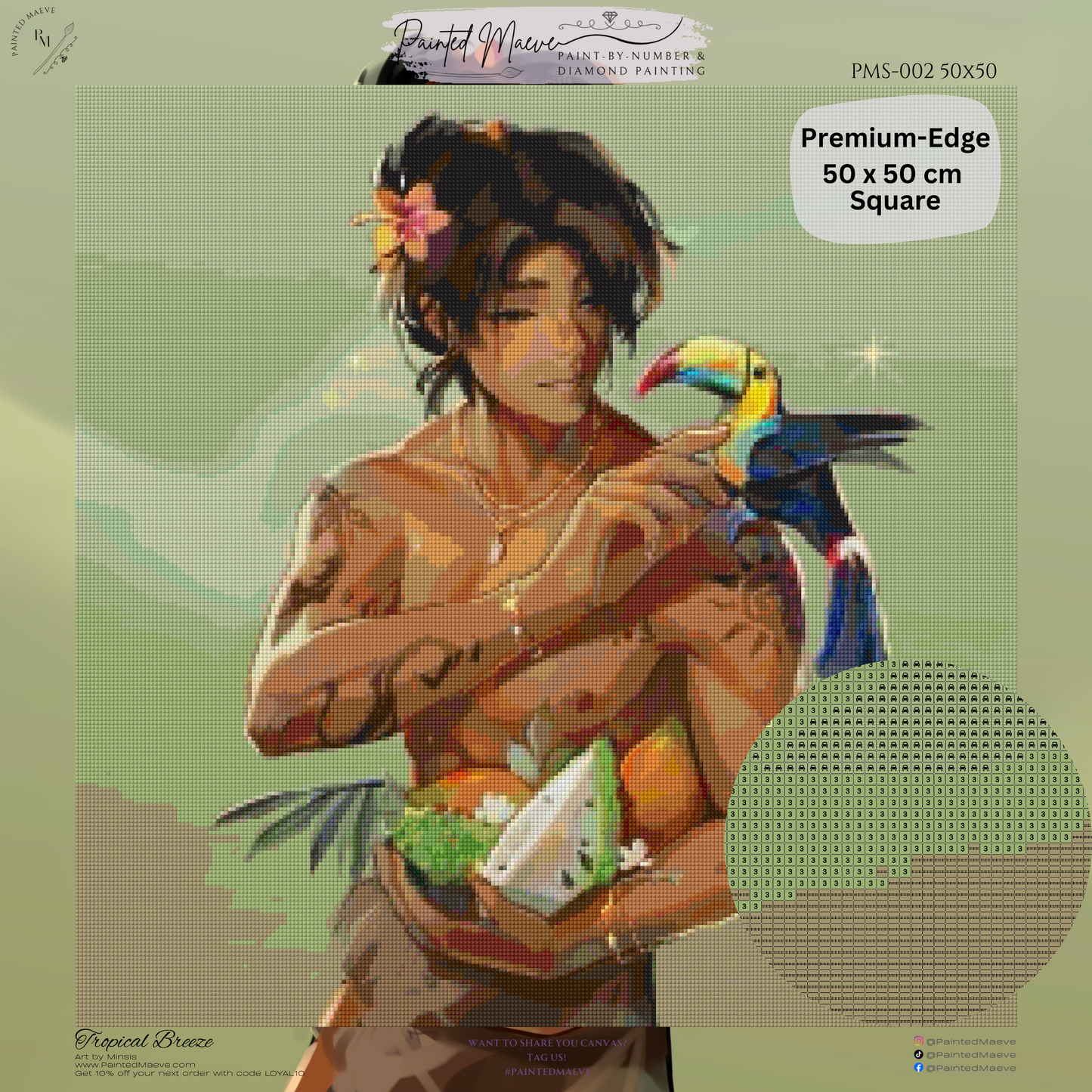 Tropical Breeze: Hybrid-Rendered Diamond Painting