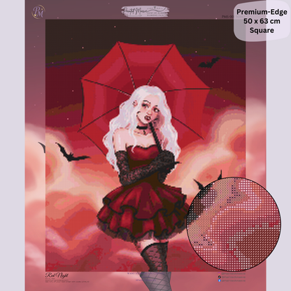 Red Night: Hybrid-Render Diamond Painting