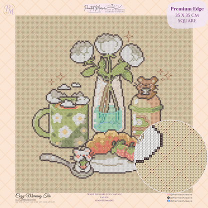 Cozy Morning Tea Hand-Rendered Diamond Painting