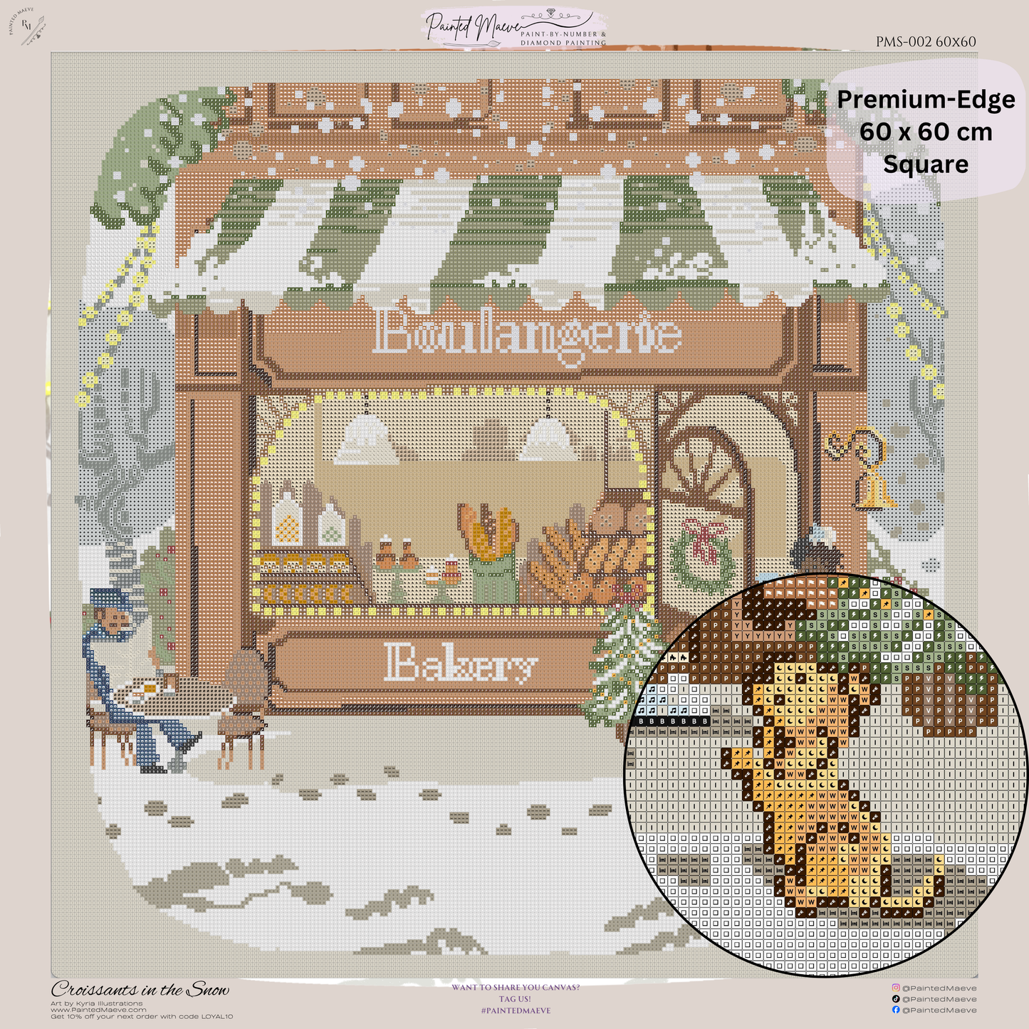 Croissants in the Snow: Hand-Rendered Diamond Painting