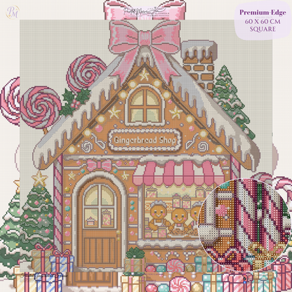 Frosted Gingerbread Shop Hand-Rendered Diamond Painting