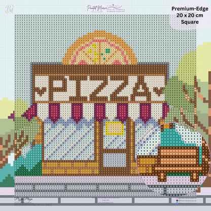 Pizza Plaza Hand-Rendered Diamond Painting