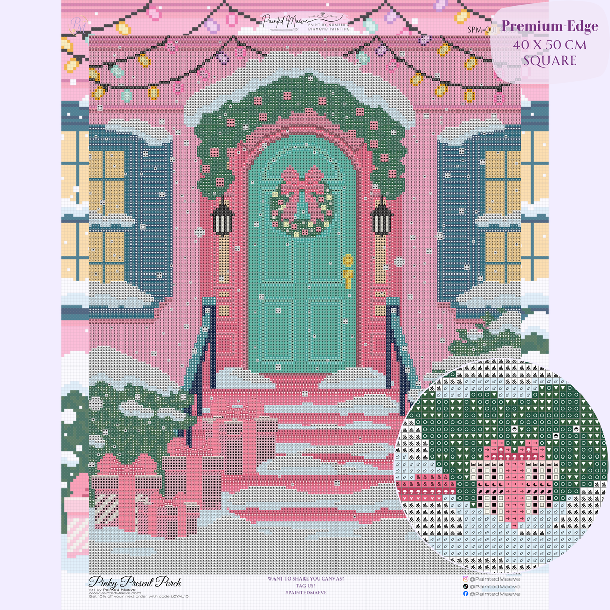 Pinky Present Porch Hand-Rendered Diamond Painting
