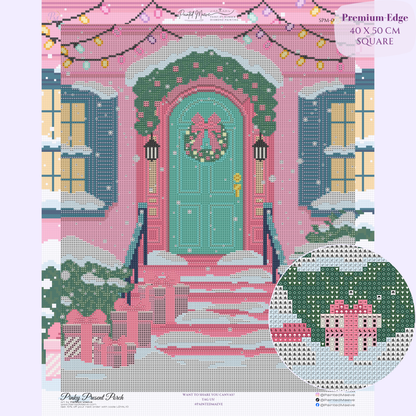 Pinky Present Porch Hand-Rendered Diamond Painting