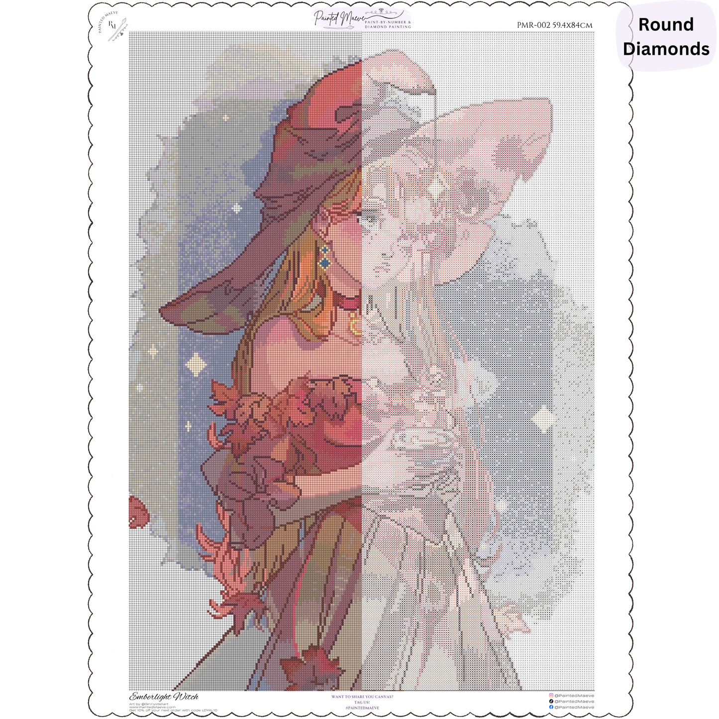 Emberlight Witch: Hand-Rendered Diamond Painting