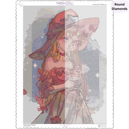 Emberlight Witch: Hand-Rendered Diamond Painting