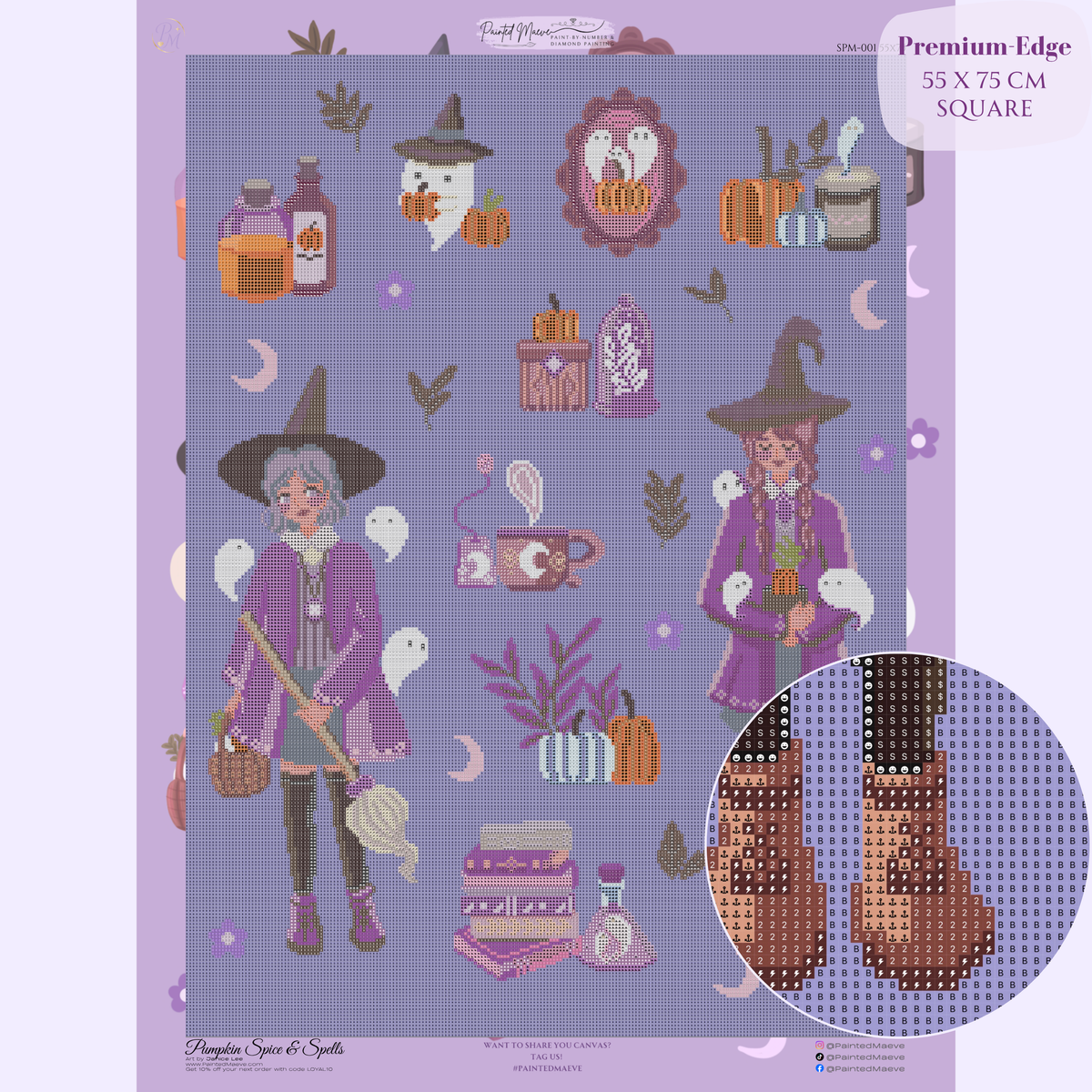 Pumpkin Spice & Spells Hand-Rendered Diamond Painting