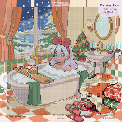 Frosty Holiday Spa Hand-Rendered Diamond Painting