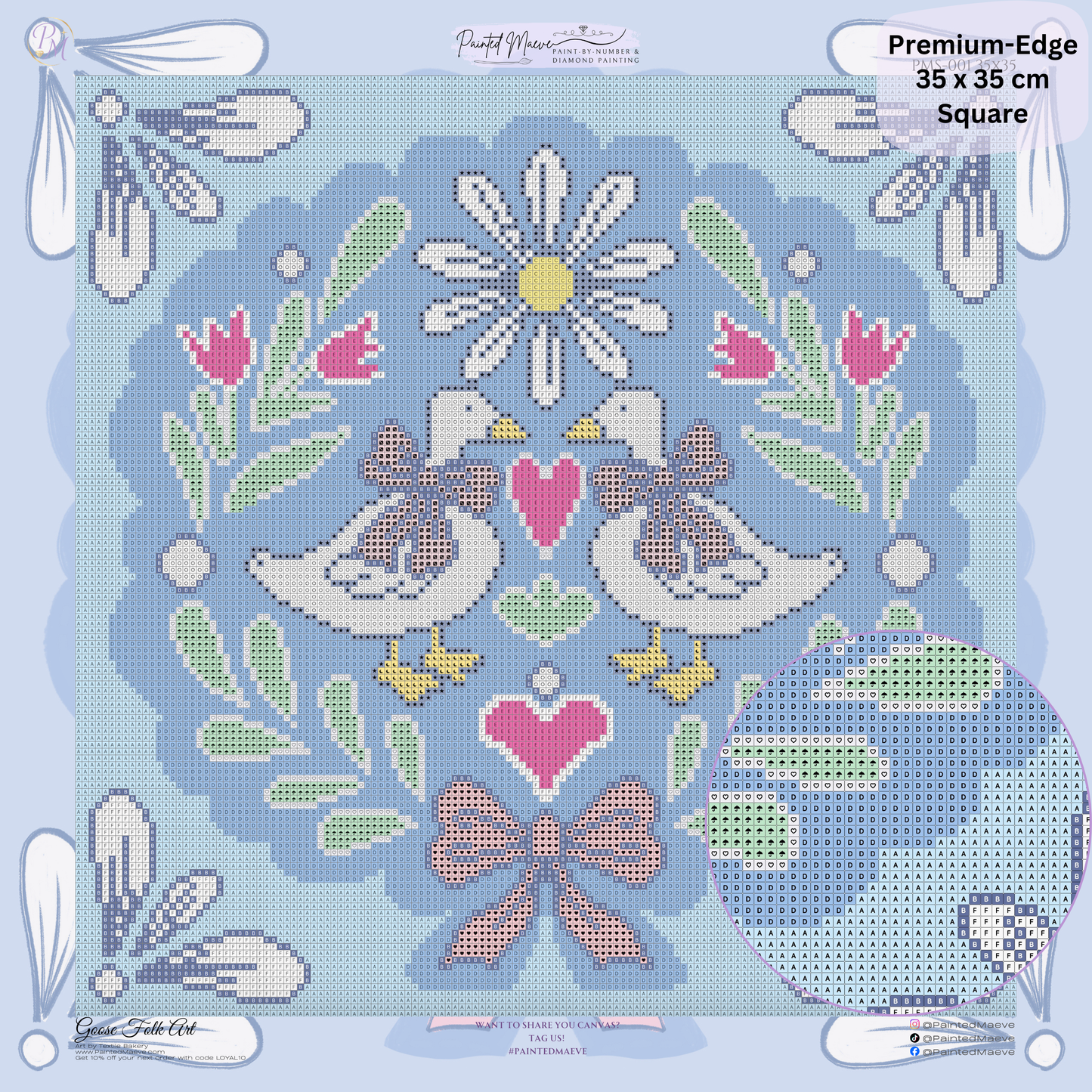 Goose Folk Art: Hand-Rendered Diamond Painting