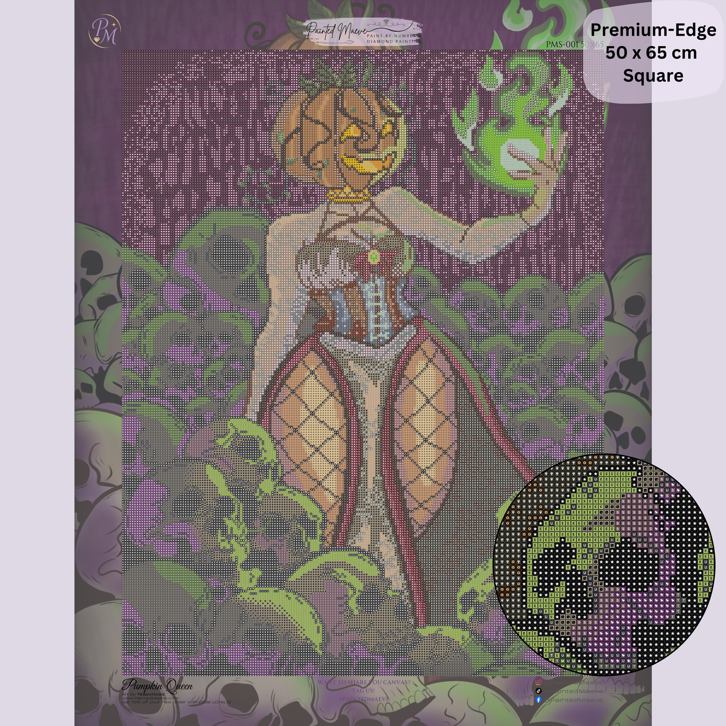 Pumpkin Queen: Hand-Rendered Diamond Painting
