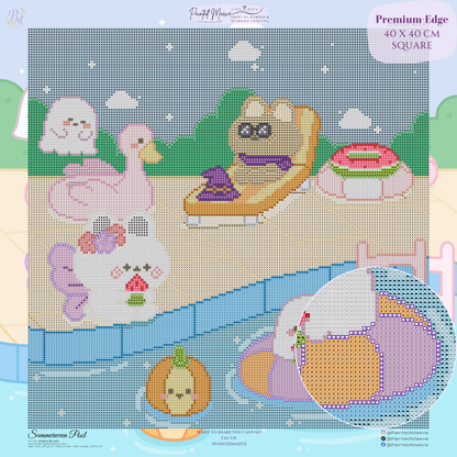 Summerween Pool Hand-Rendered Diamond Painting