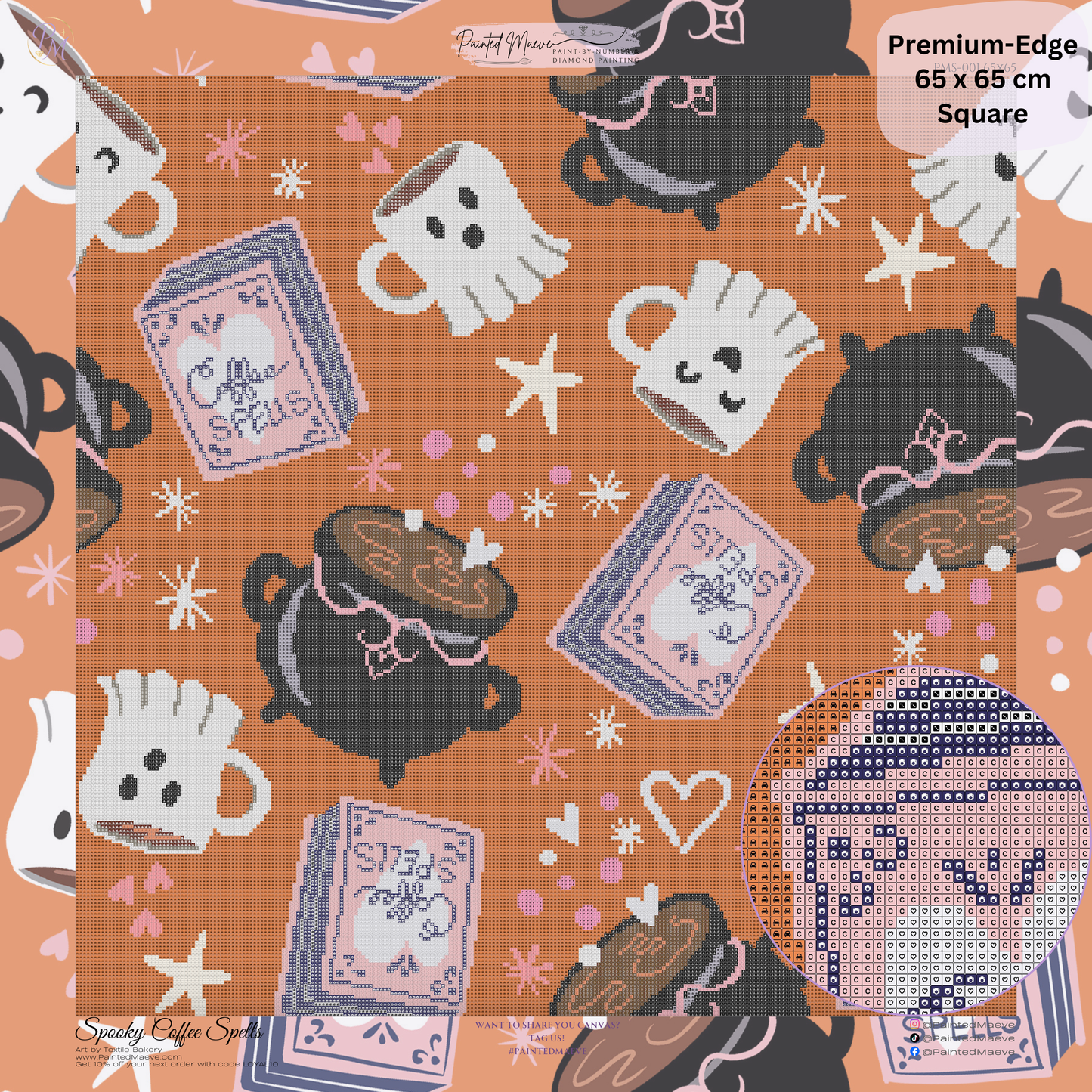 Spooky Coffee Spells: Hand-Rendered Diamond Painting