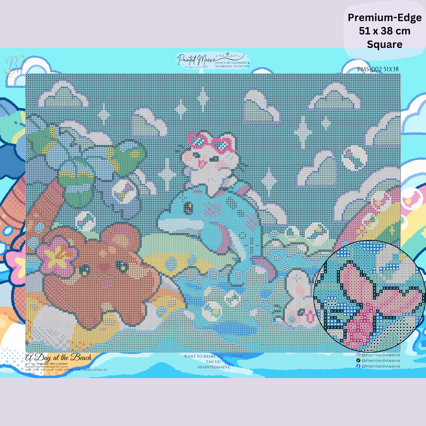 A Day at the Beach: Hand-Rendered Diamond Painting