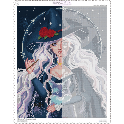 Celestial Enchantress: Hand-Rendered Diamond Painting