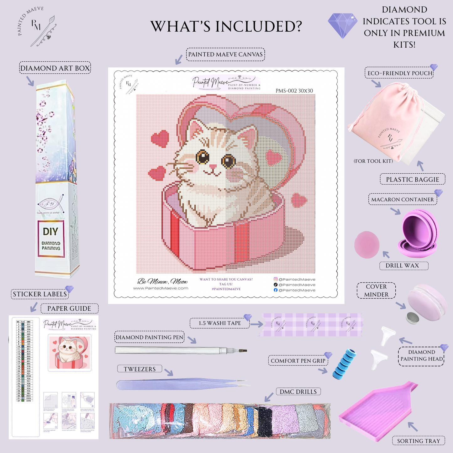 Be Mine, Meow: Hand-Rendered Diamond Painting Valentine Collection