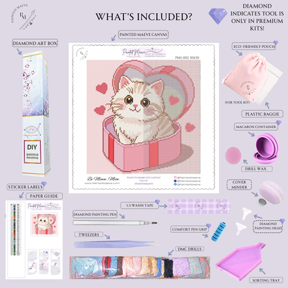 Be Mine, Meow: Hand-Rendered Diamond Painting Valentine Collection