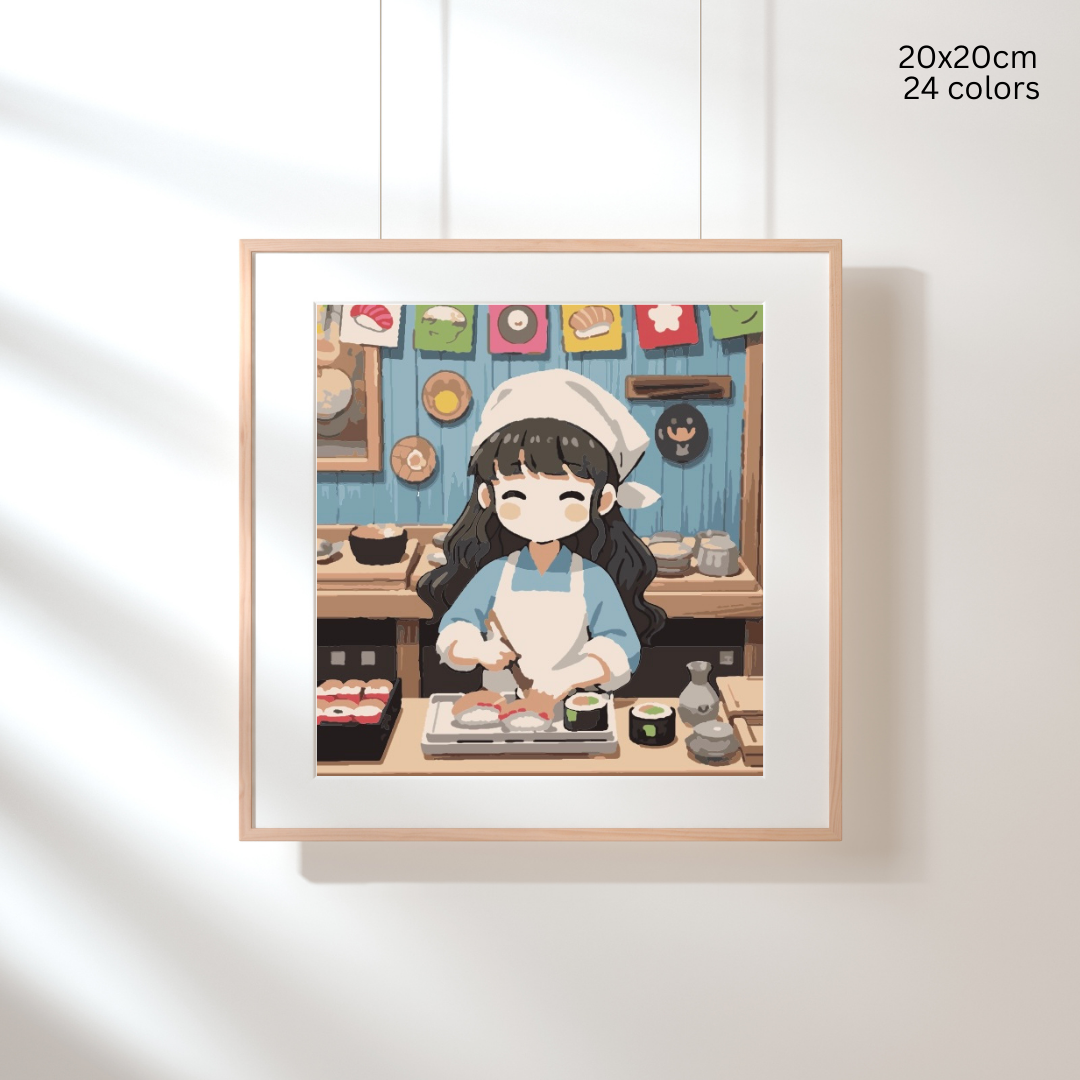 Happy Sushi Chef: Paint-by-Number Collection (24/36/48 colors | No Frame)