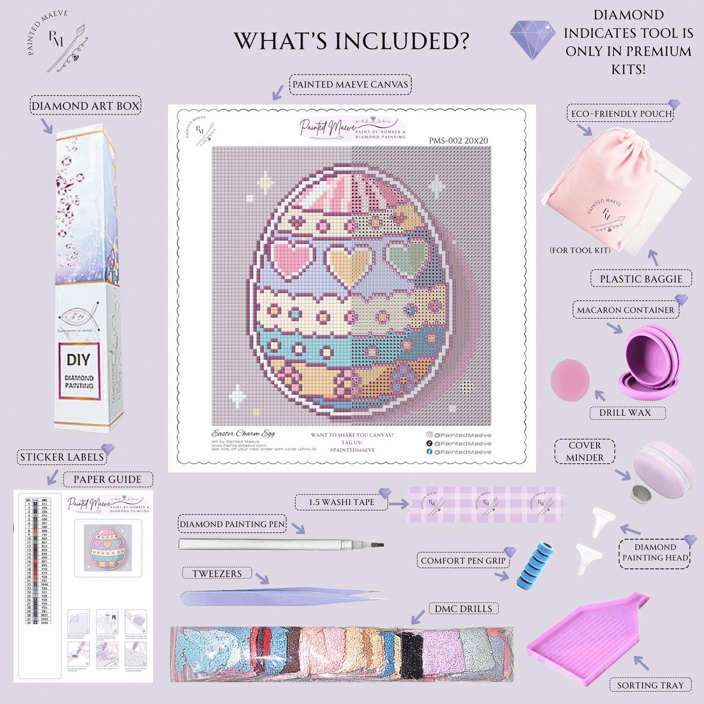Easter Egg Charm: MINI Hand-Rendered Diamond Painting Collection