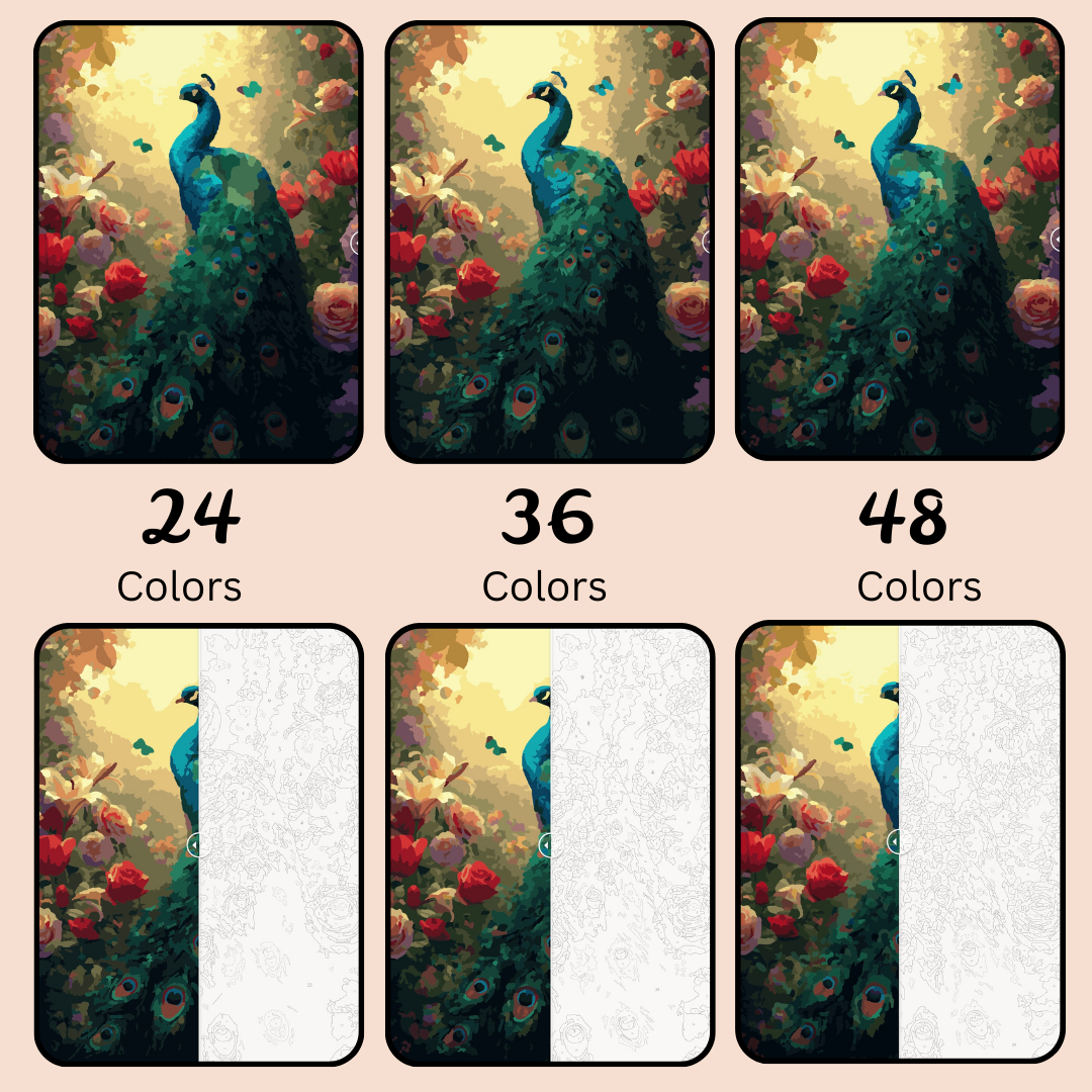 Regal Plumage: Paint-by-Number Collection (24/36/48 colors | No Frame)