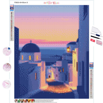 Road in Santorini: Diamond Painting Collection