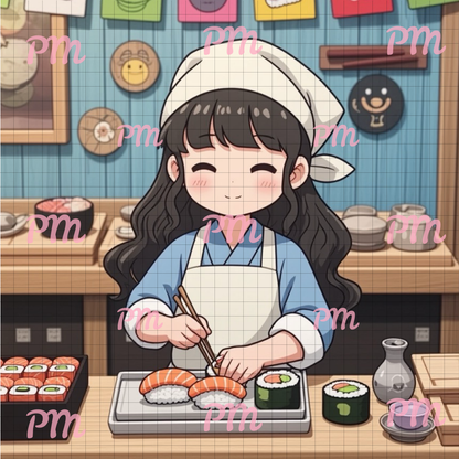 Happy Sushi Chef: Hand-Rendered Diamond Painting Collection