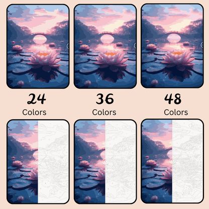 Water Lily Reflection: Paint-by-Number Collection (24/36/48 colors | No Frame)