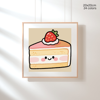 Strawberry Creme Cake: MINI Paint-by-Number Collection (24/36/48 colors | No Frame)