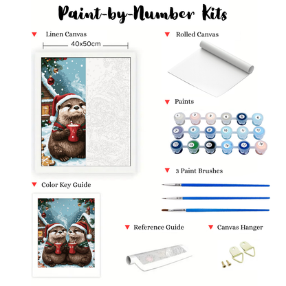 Otters & Cocoa: Paint-by-Number Christmas Collection (24/36/48 colors | No Frame)