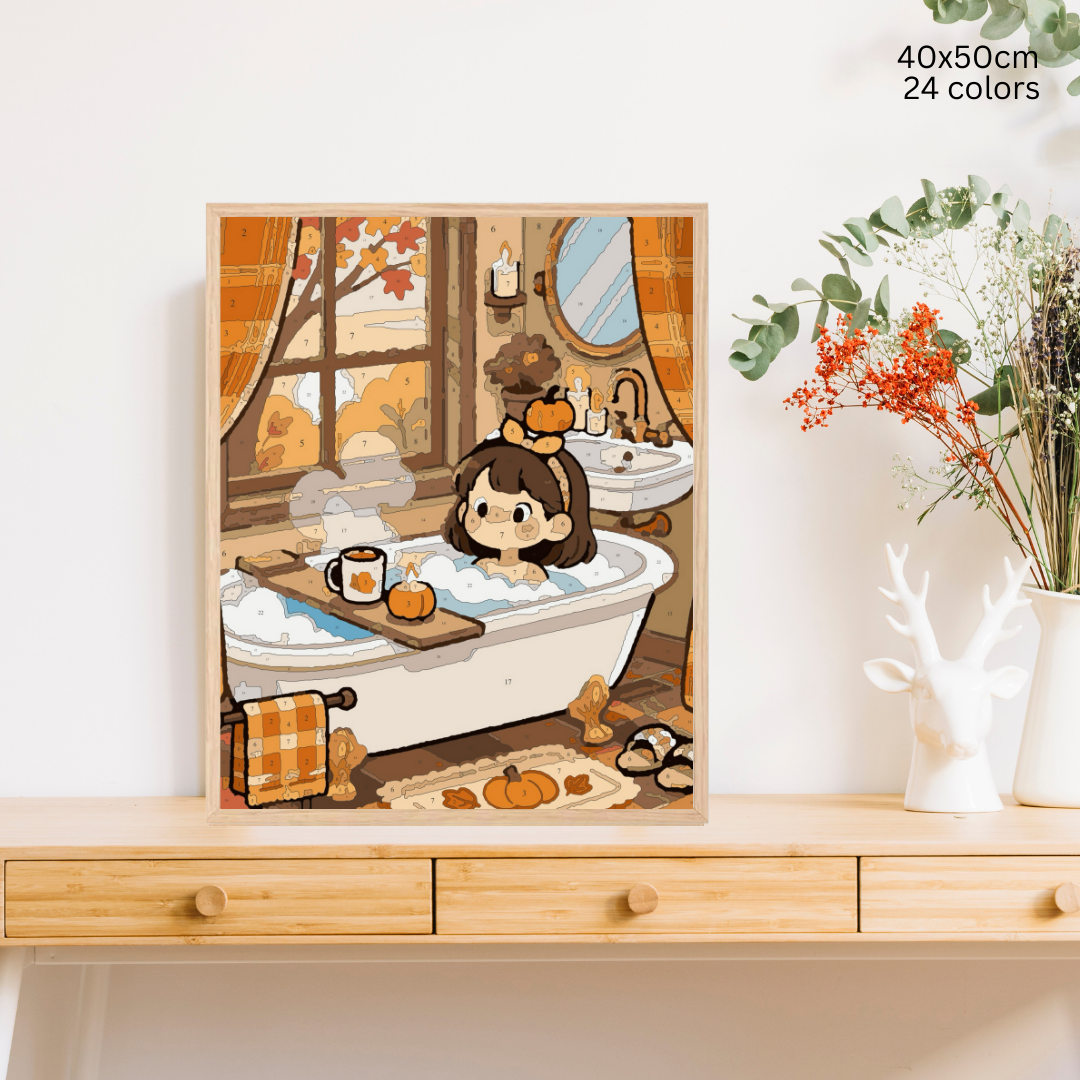 Autumn Bubble Bath: Paint-by-Number Collection (24/36/48 colors | No Frame)