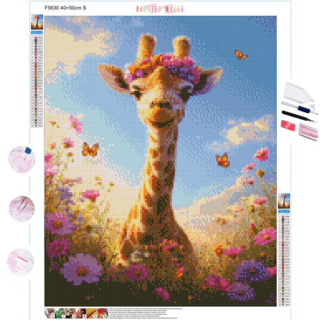 Sunny Giraffe Glow: Diamond Painting Collection