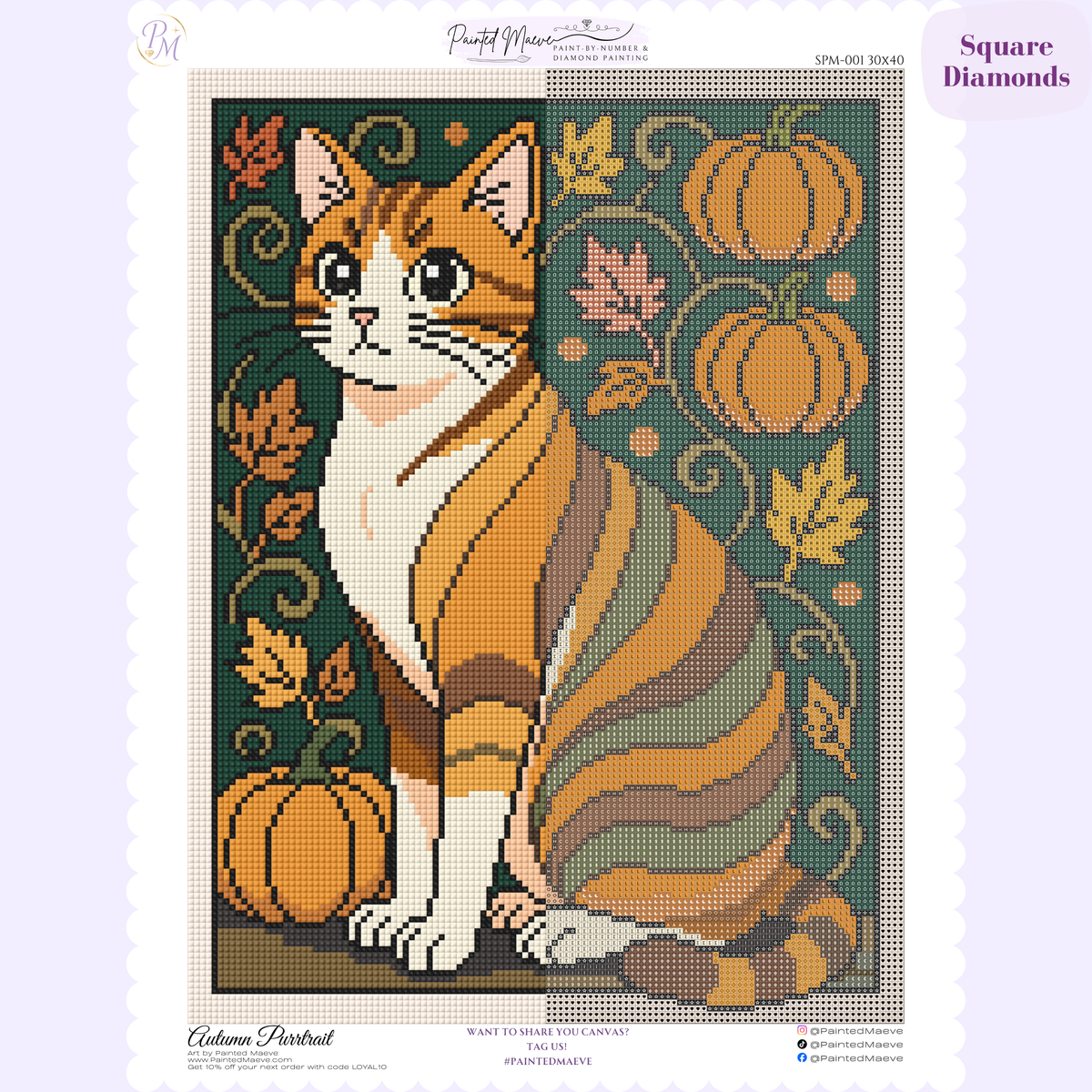 Autumn Purrtrait Hand-Rendered Diamond Painting